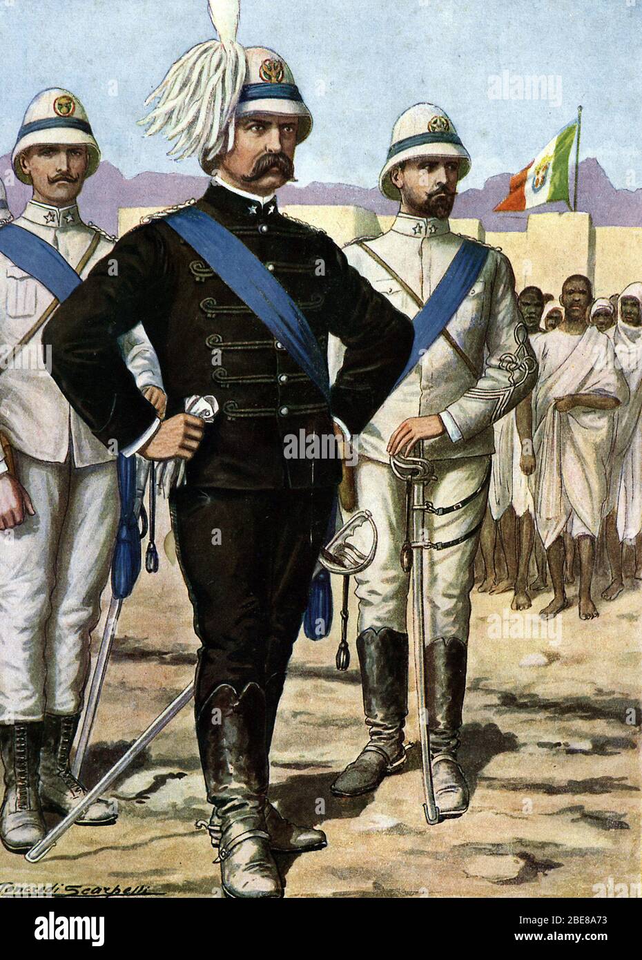 "Portrait du General italien Antonio Baldissera (1838-1917)" Illustrazione de Tancredi Scarpelli (1866-1937) tiree de 'Storia d'Italia' (Histoire-d'Ita Foto Stock