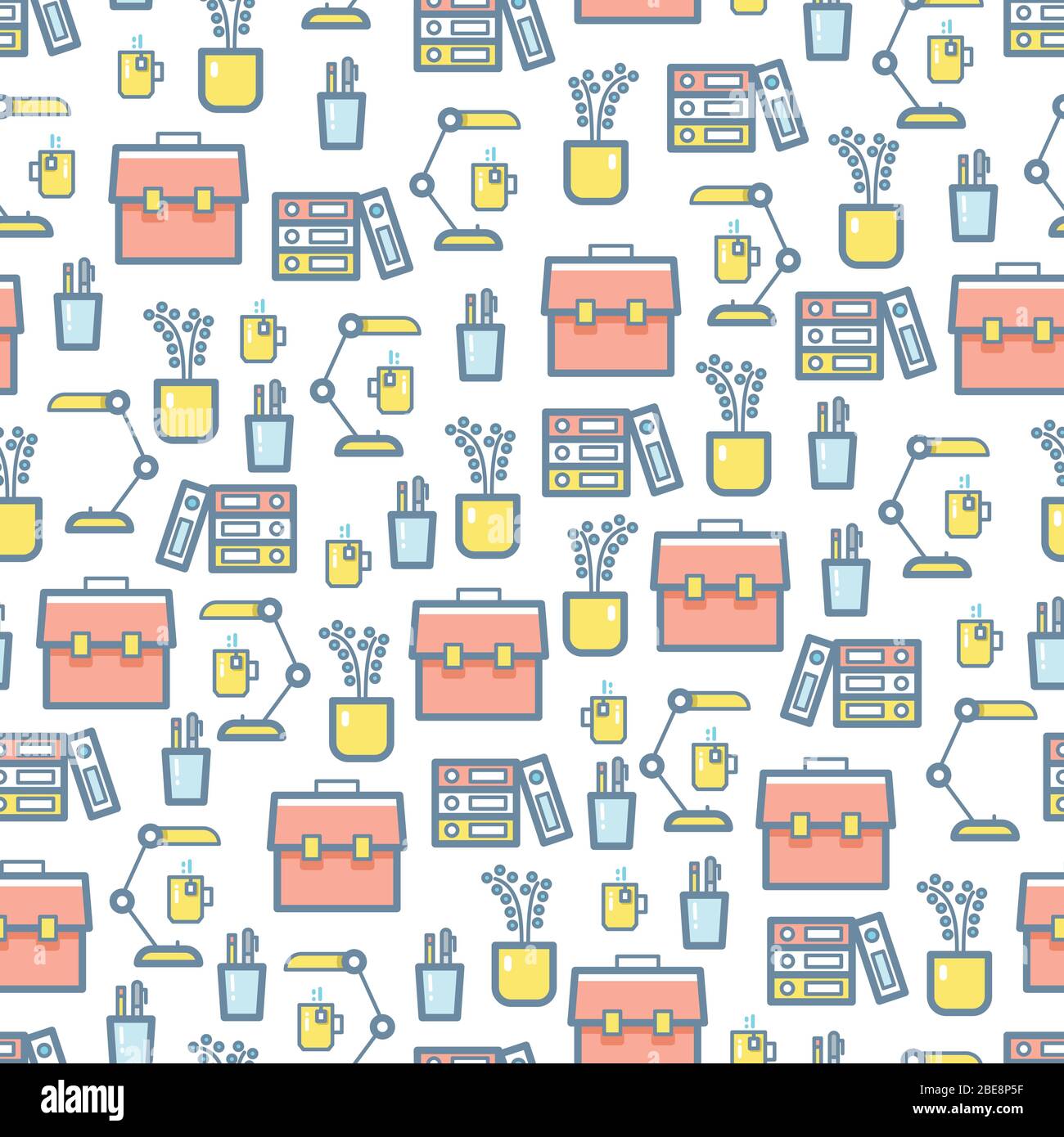 Cancelleria per ufficio e attrezzature modello senza giunture con vettore di illustrazione della cancelleria Illustrazione Vettoriale