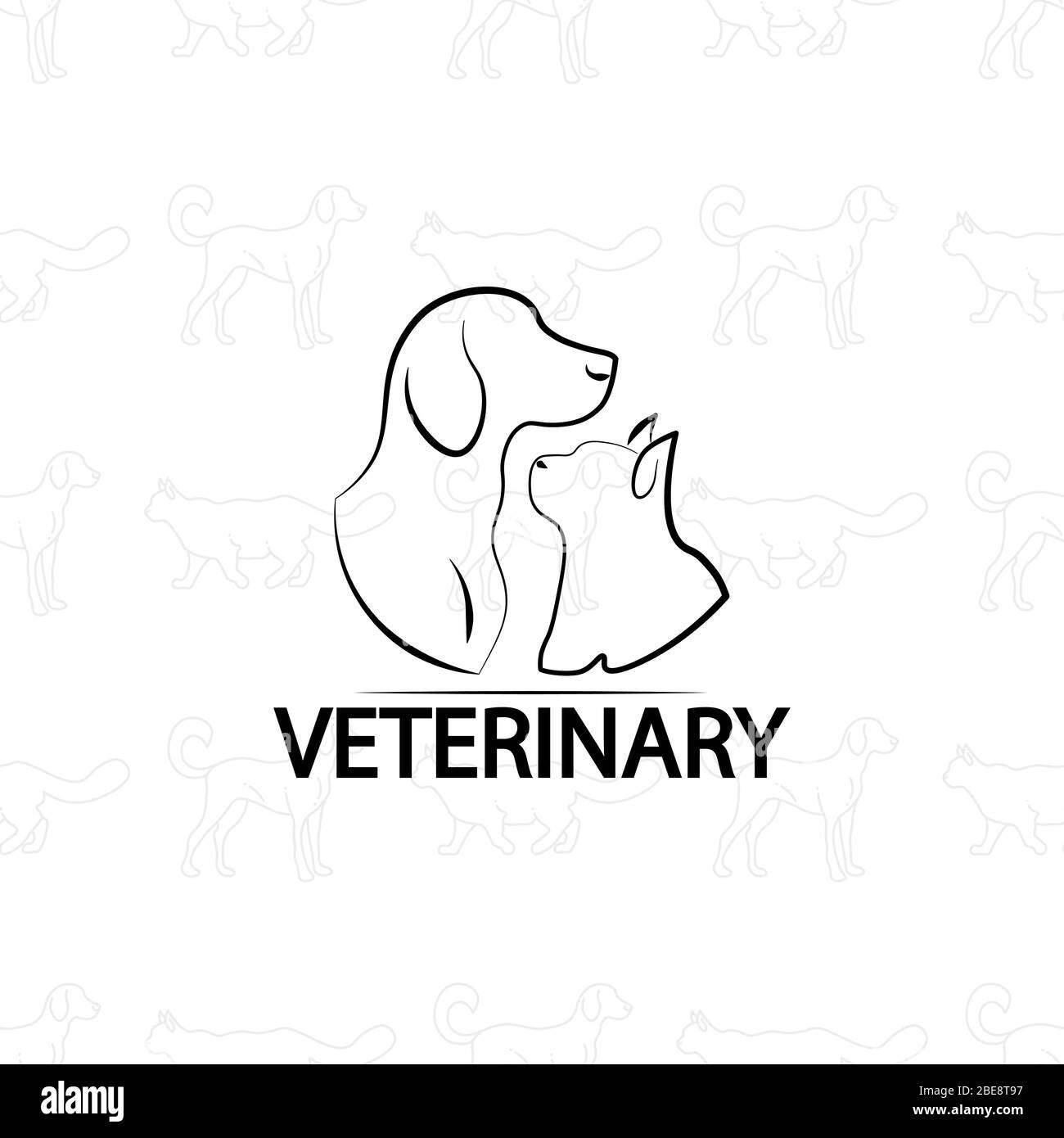 Logo veterinario su animali domestici. Animale domestico logo gatto e cane. Illustrazione vettoriale Illustrazione Vettoriale