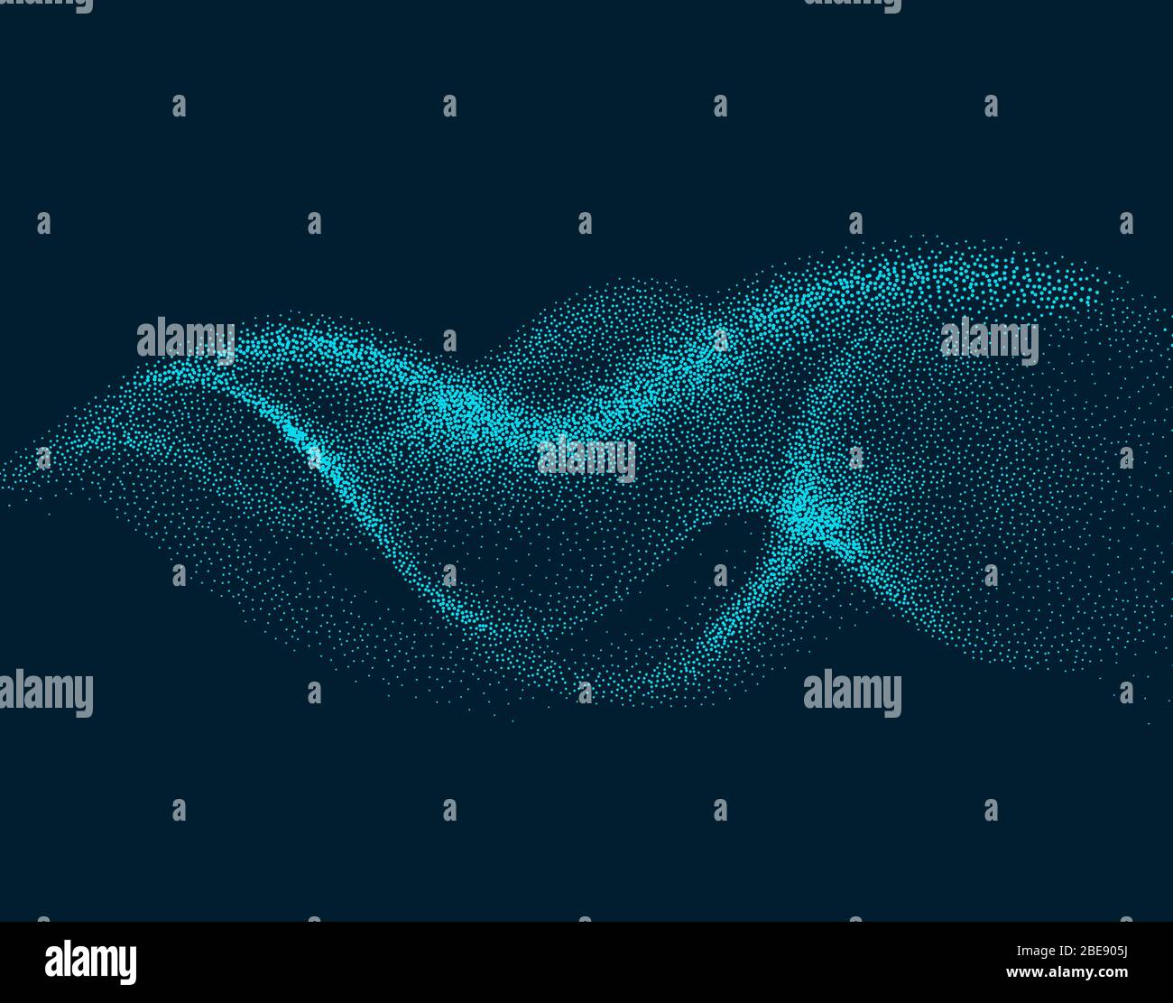 Onda di flusso digitale con particelle in movimento. Sfondo astratto effetto fumo. Movimento del fumo con particelle, vettore di illustrazione dell'energia del flusso a effetto d'onda Illustrazione Vettoriale