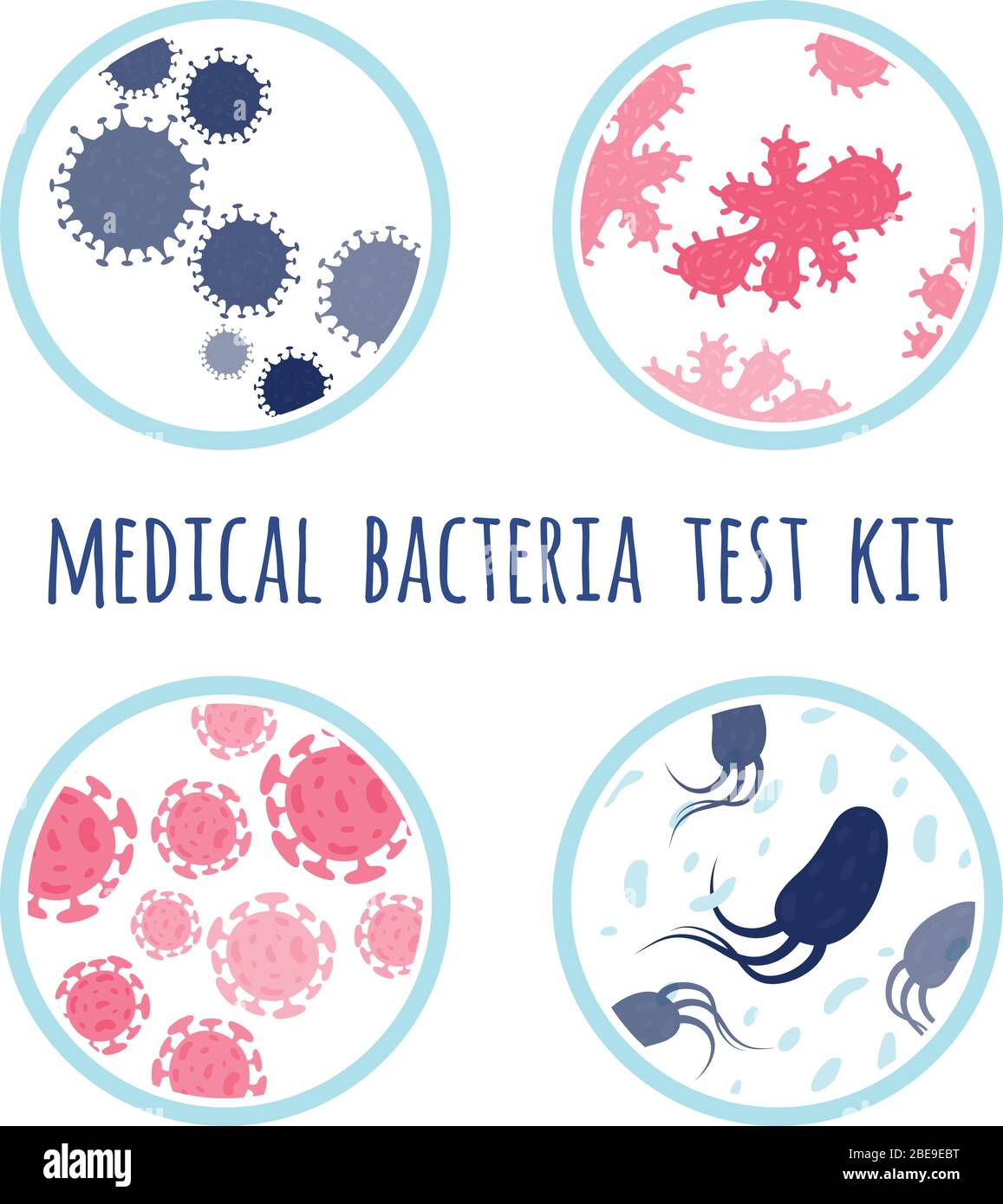 Set di modelli per batteri medicali. Infezione umana medica, illustrazione vettoriale Illustrazione Vettoriale