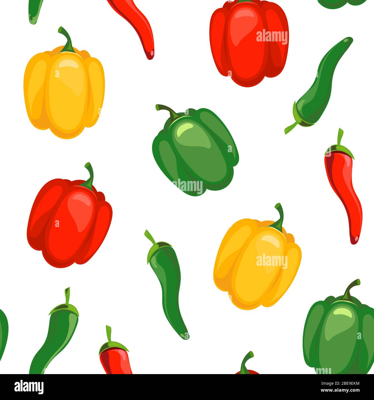 Modello senza cuciture con illustrazione vettoriale cile e peperoni dolci Illustrazione Vettoriale