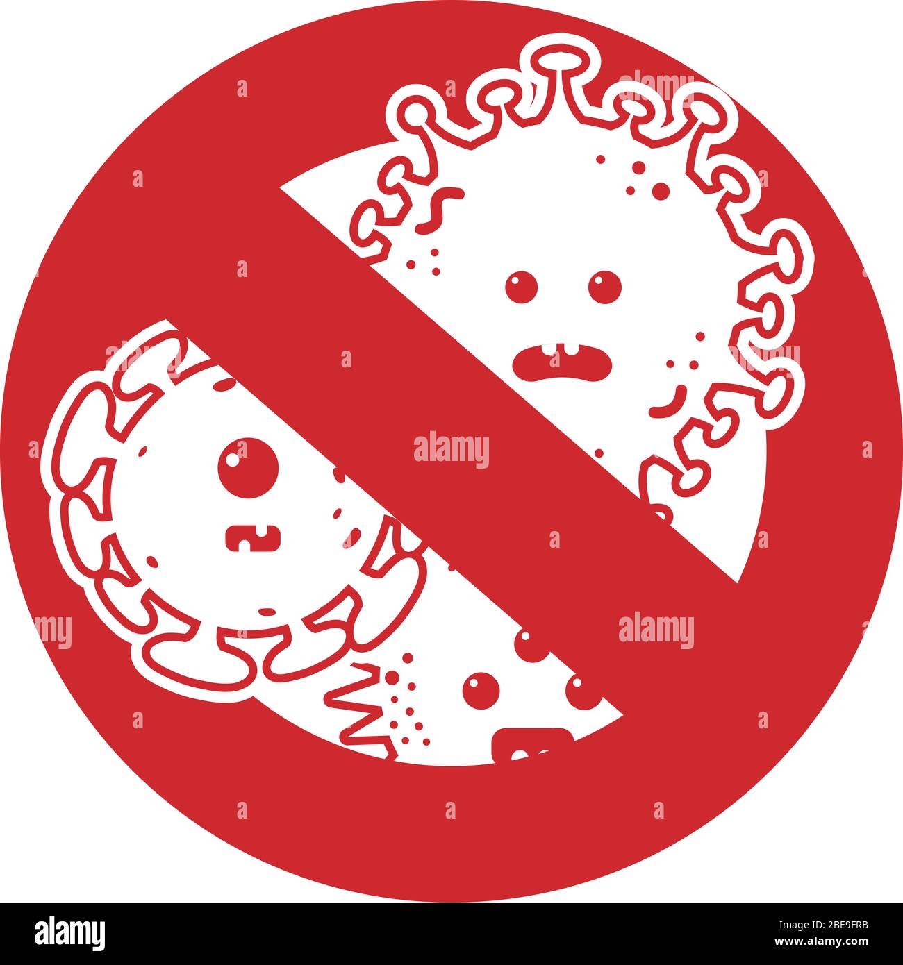 Illustrazione vettoriale del segno di stop virus in rosso. Protezione antivirus Illustrazione Vettoriale
