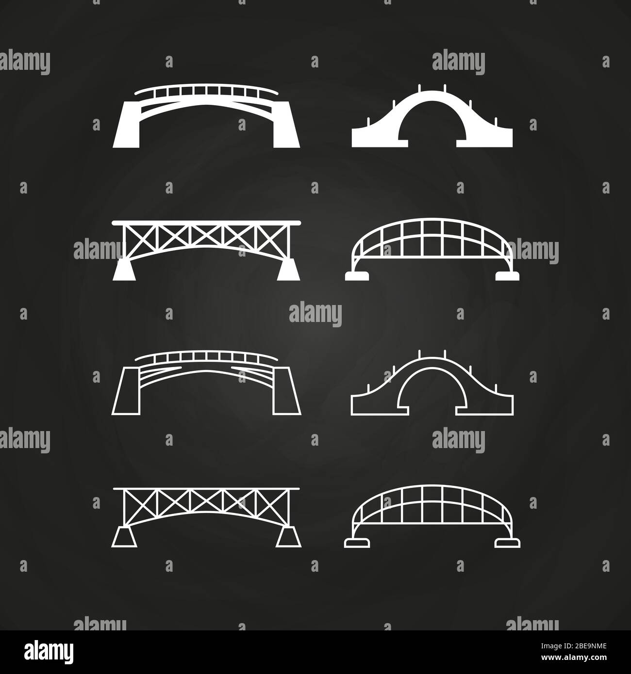 Progettazione di ponti di linee e linee su lavagna. Illustrazione vettoriale dei ponti di raccolta Illustrazione Vettoriale