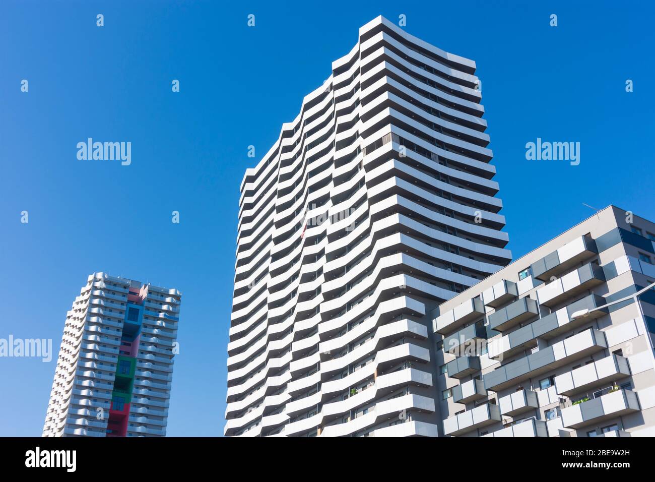 Vienna, Vienna: Alto edificio di appartamenti City Gate, nel 22. Donaustadt, Vienna, Austria Foto Stock