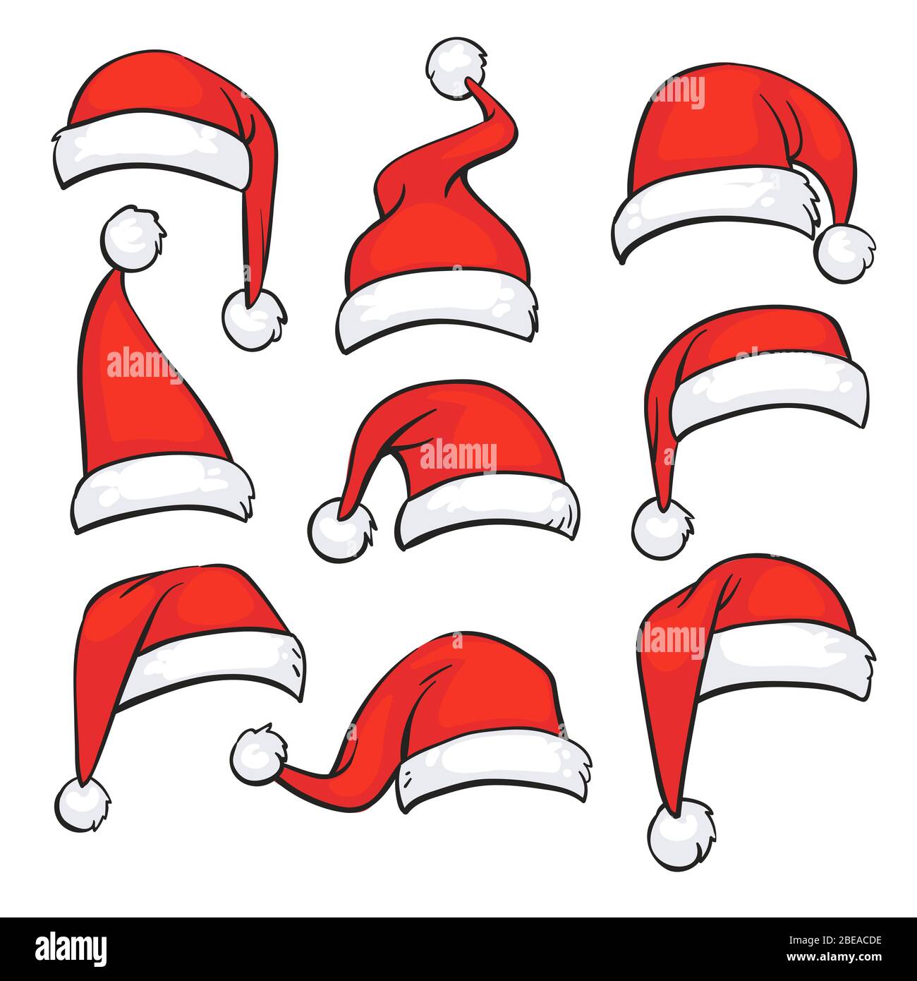 Cappelli rosso Santa con pelliccia bianca. Decorazione di vettore di festa di  Natale isolata. Cappello di Natale illustrazione di babbo natale Immagine e  Vettoriale - Alamy
