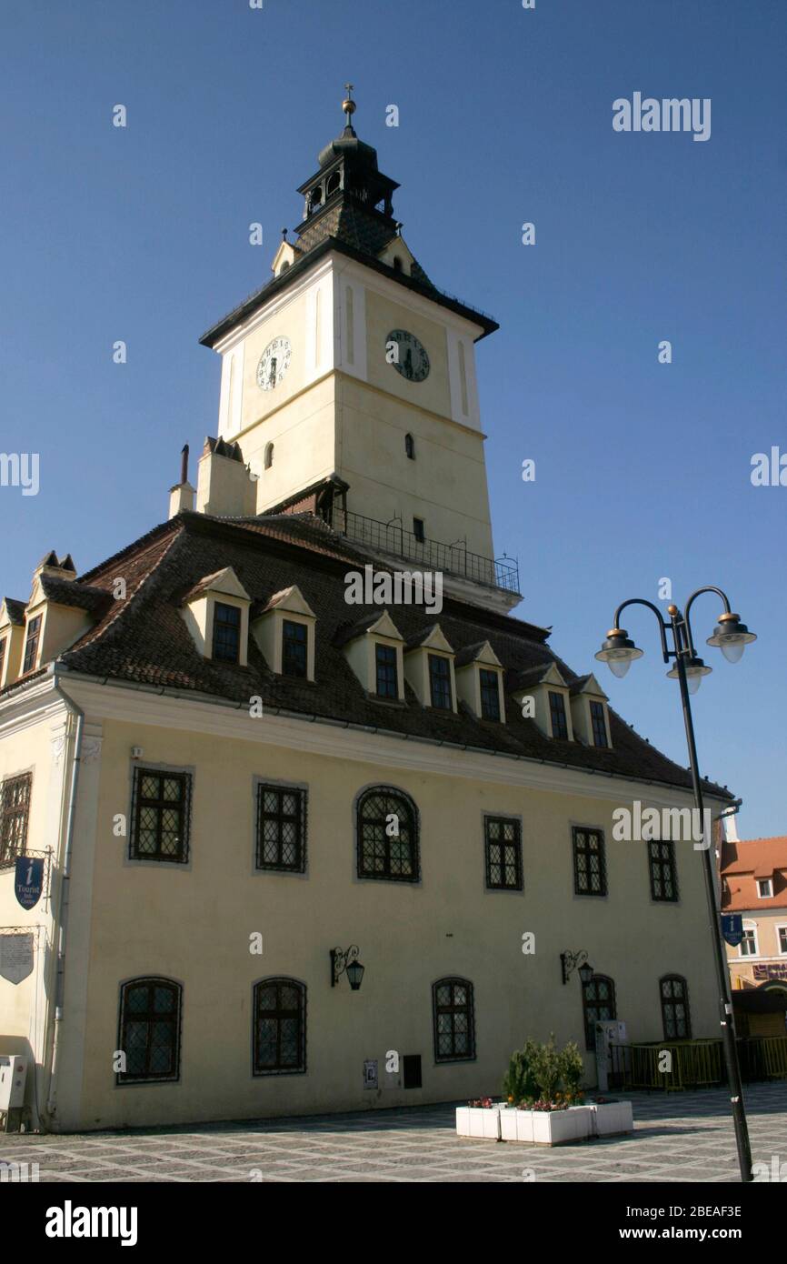 La Casa del Consiglio (Casa Sfatului) nel centro storico di Brașov, Romania. Foto Stock