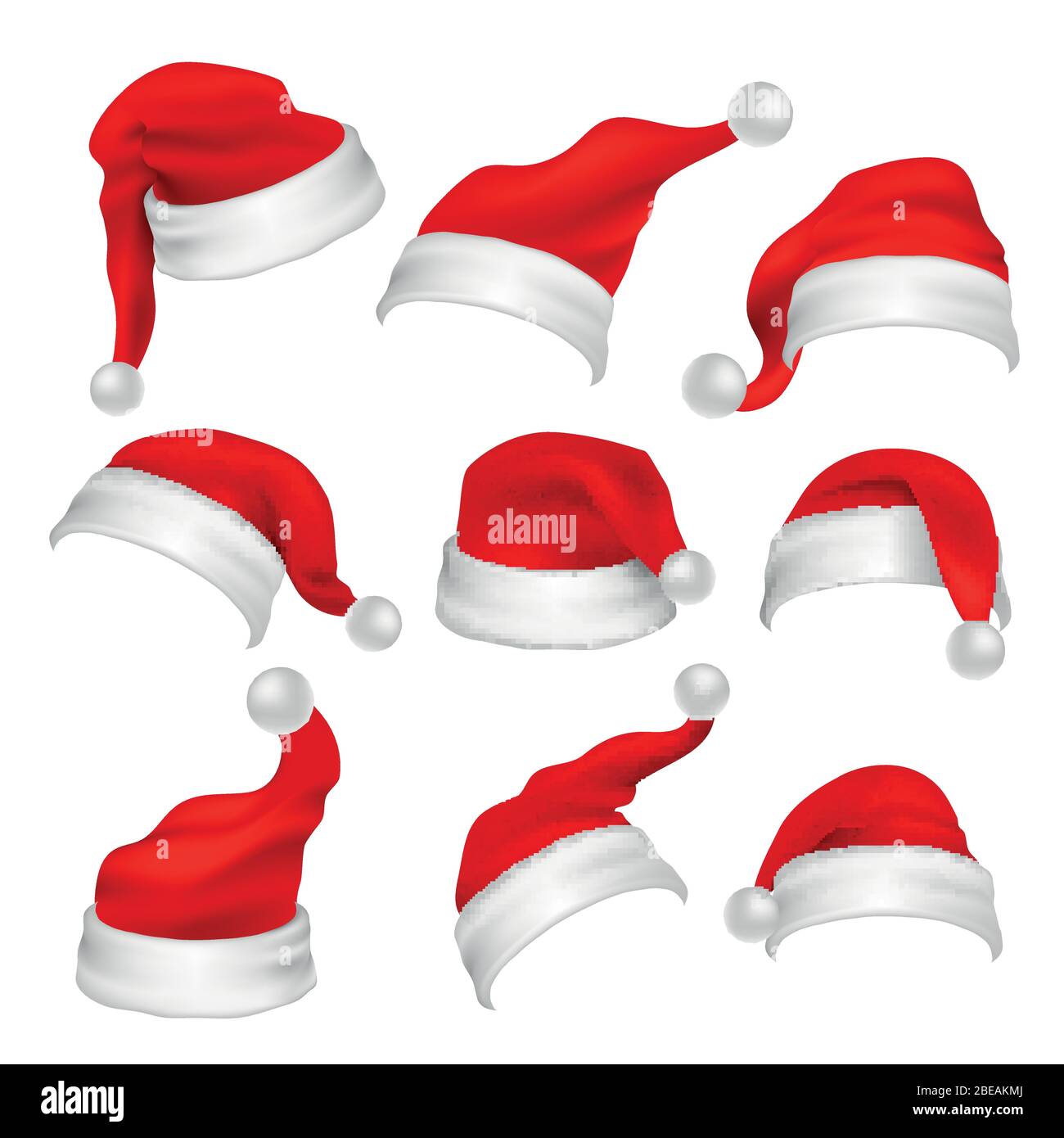 Babbo Natale rosso cappelli foto stand props. Natale decorazione elementi  vettoriali. Berretto natalizio per foto, illustrazione del costume Immagine  e Vettoriale - Alamy