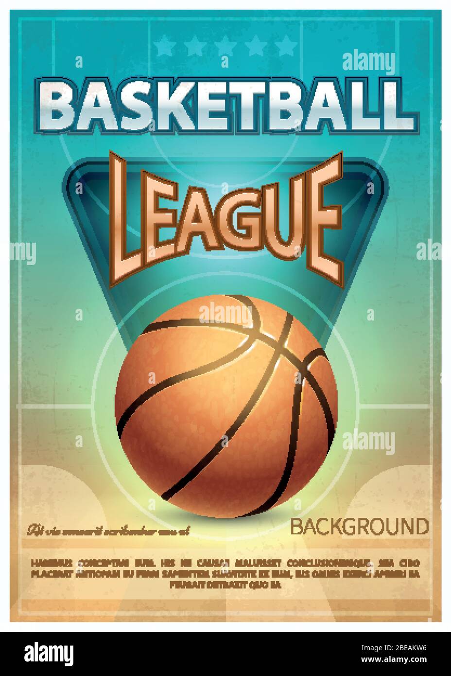 Poster vettoriale sport torneo di basket. Illustrazione del poster del gioco di basket Illustrazione Vettoriale