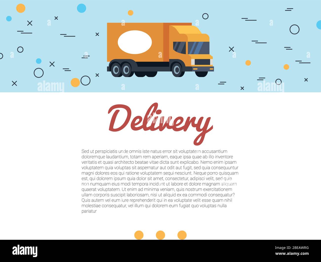 Illustrazione del vettore di consegna. Autocarro da carico e scritte a mano. Servizio di trasporto business Illustrazione Vettoriale