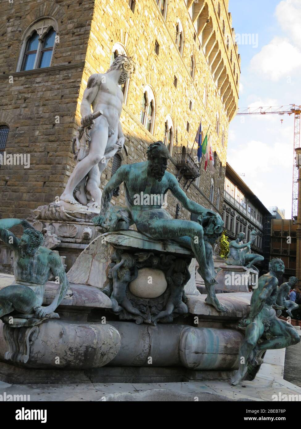 Neptun-Brunnen vor dem Palazzo Vecchio auf der Piazza della Signoria, Florenz Toskana, Italien Foto Stock