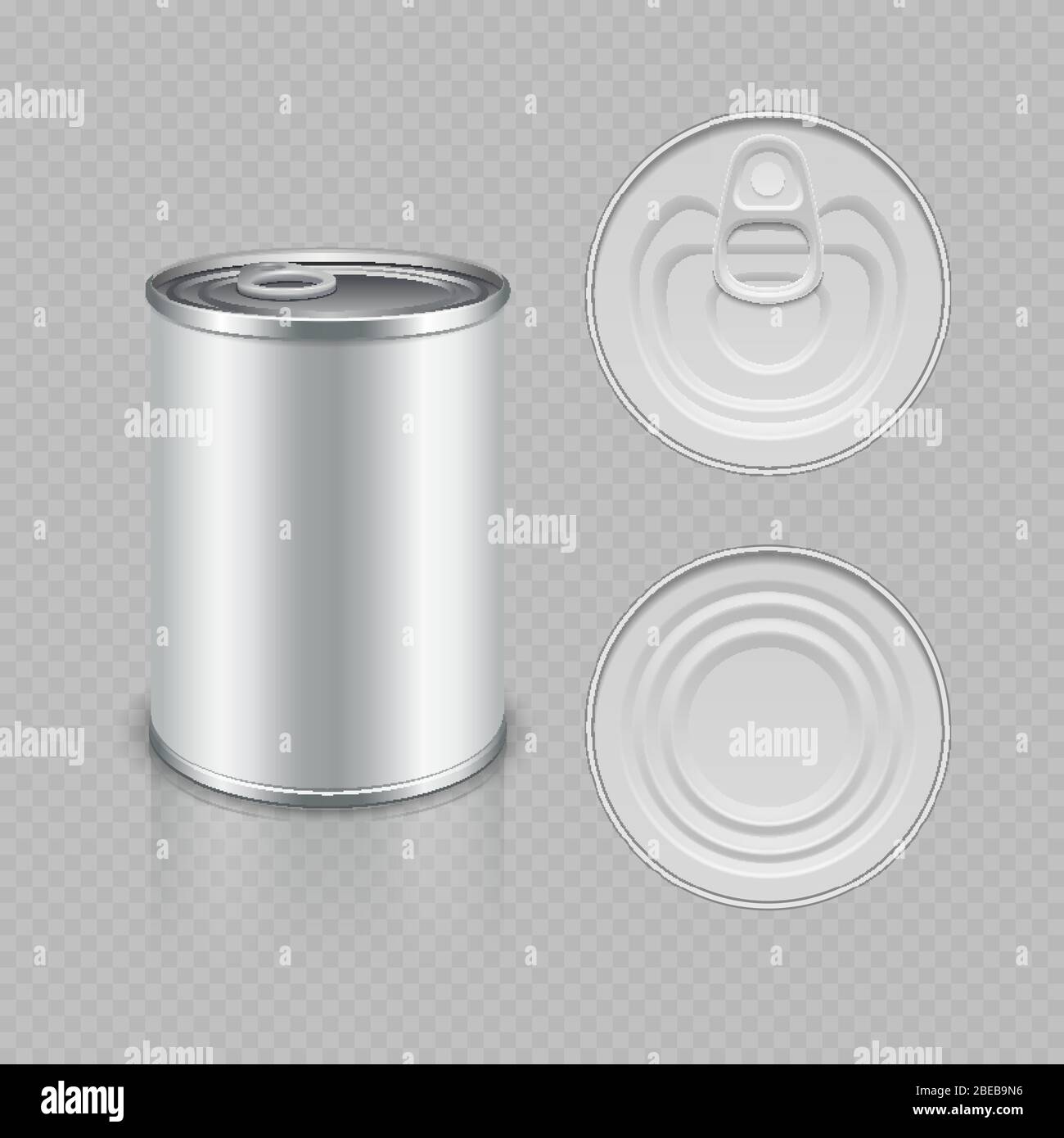 Vettore di confezionamento in metallo inscatolato realistico isolato su sfondo trasparente Illustrazione Vettoriale