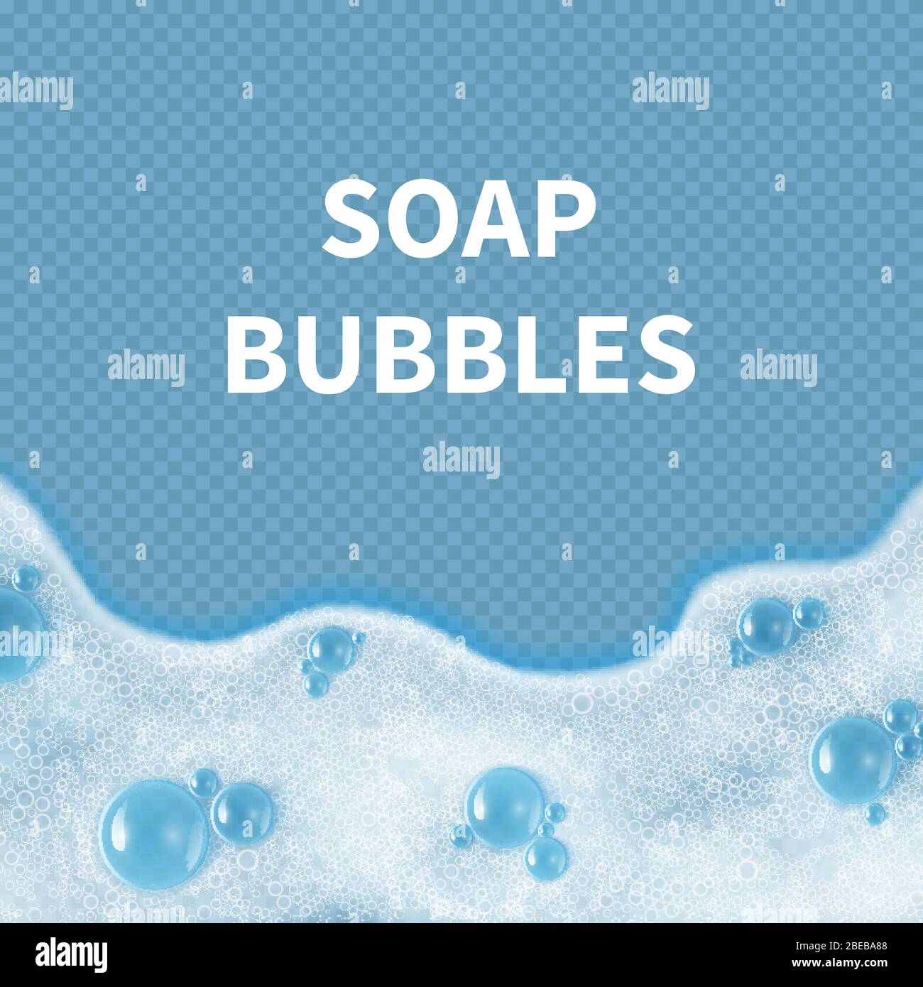 Bolle di sapone realistiche o schiuma di shampoo isolata su sfondo trasparente. Shampoo sapone in schiuma, bolla d'aria trasparente. Illustrazione vettoriale Illustrazione Vettoriale