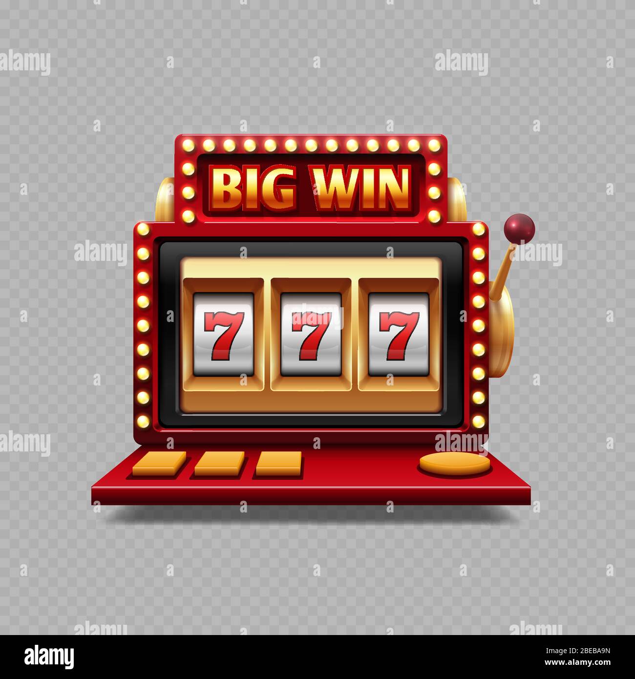 Realismo un vettore di bandito braccio - jackpot slot casino. Illustrazione del gioco d'azzardo slot macchina isolato Illustrazione Vettoriale