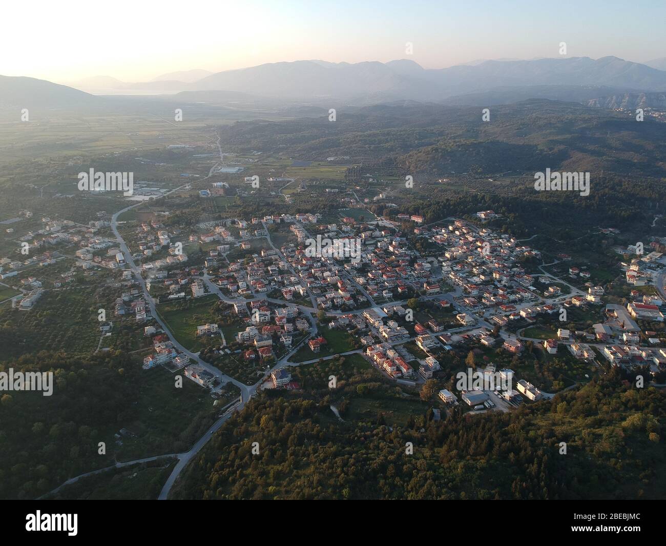Igoumenitsa Grecia vista aerea Nea Selefkia - Dusko o douskos città thesprotia epiro attrazione turistica destinazioni Grecia Foto Stock