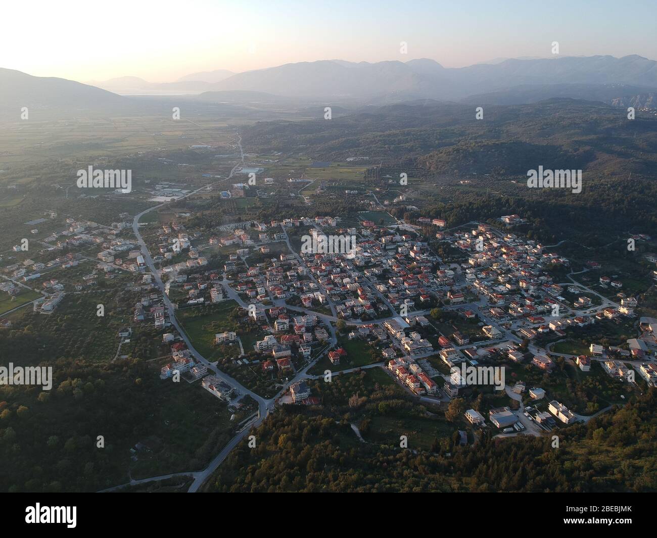 Igoumenitsa Grecia vista aerea Nea Selefkia - Dusko o douskos città thesprotia epiro attrazione turistica destinazioni Grecia Foto Stock