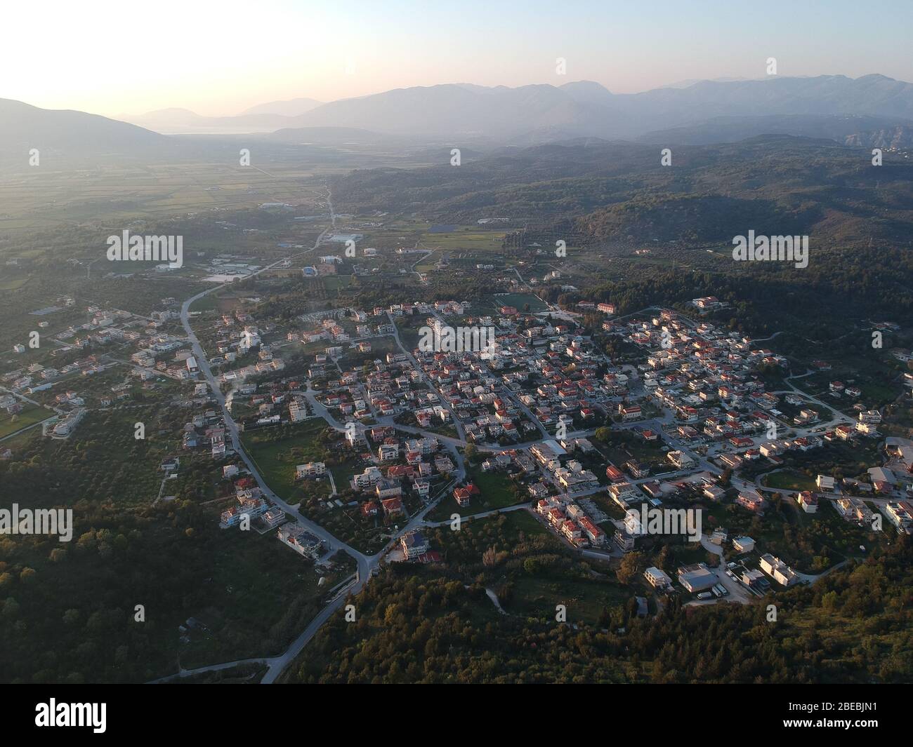 Igoumenitsa Grecia vista aerea Nea Selefkia - Dusko o douskos città thesprotia epiro attrazione turistica destinazioni Grecia Foto Stock