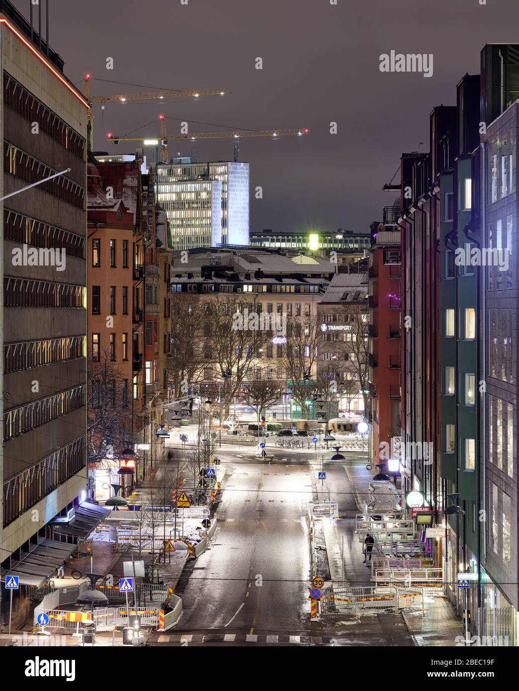 Klarastrandsleden di notte da Barnhusbron a Stoccolma, Svezia Foto Stock
