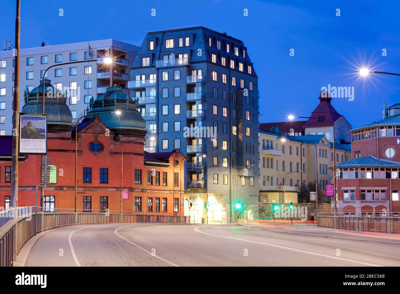 Vista da Barnhusbron verso Norrmalm a Stoccolma, Svezia Foto Stock