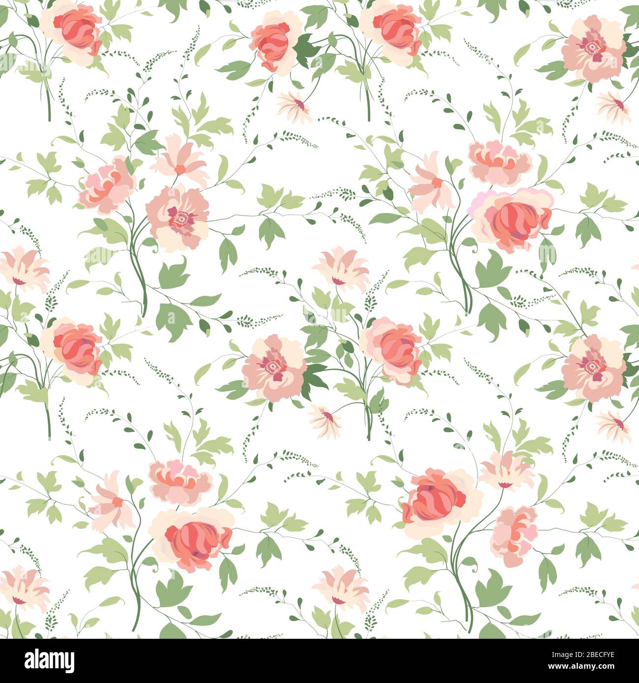 Floral seamless pattern. Sfondo di fiori. Fioriscono estate ornamentali dello sfondo con fiori. Illustrazione Vettoriale