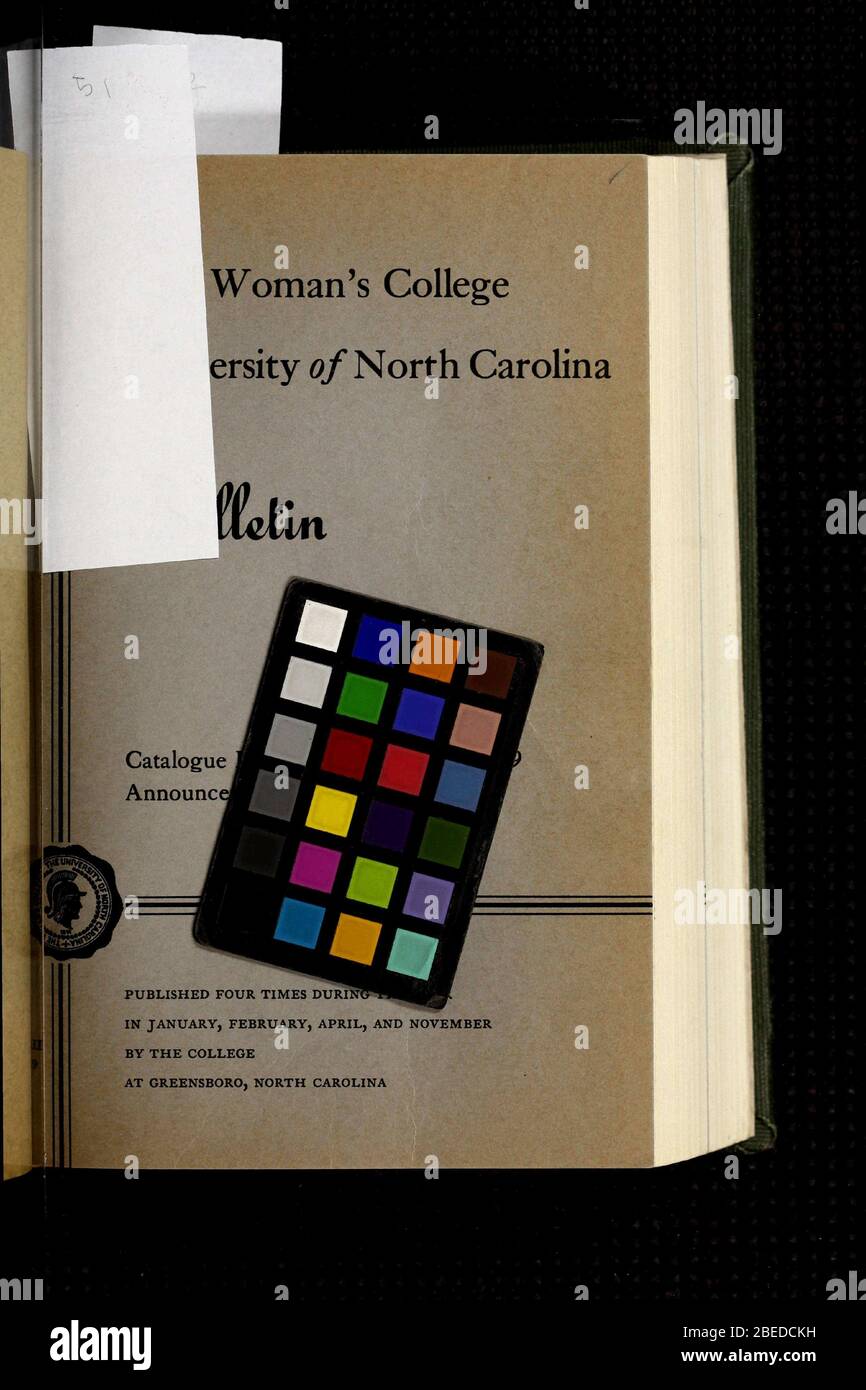 "Bollettino del Collegio della Donna dell'Università del North Carolina [1938-1939]; 1938; 1939; " Foto Stock