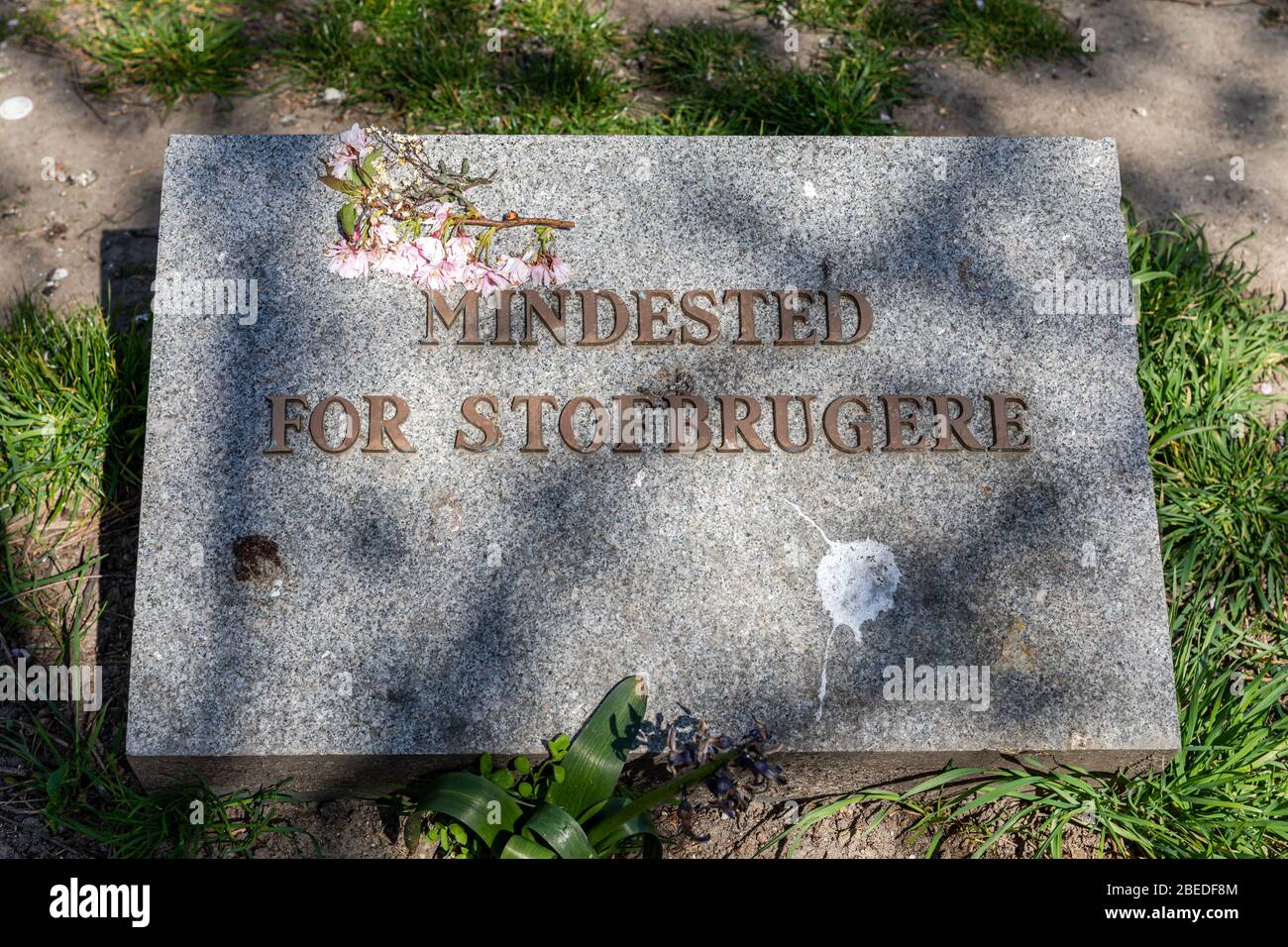 "Destinato allo stofbrugere" (Semorial per i consumatori di stupefacenti), Hammtorvet, Copenaghen, Danimarca Foto Stock