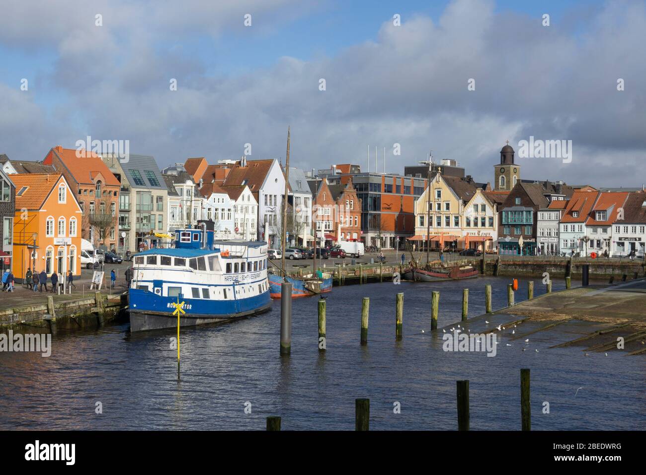 Porto interno di Husum, Frisia settentrionale, Schleswig-Holstein, Germania, Europa Foto Stock