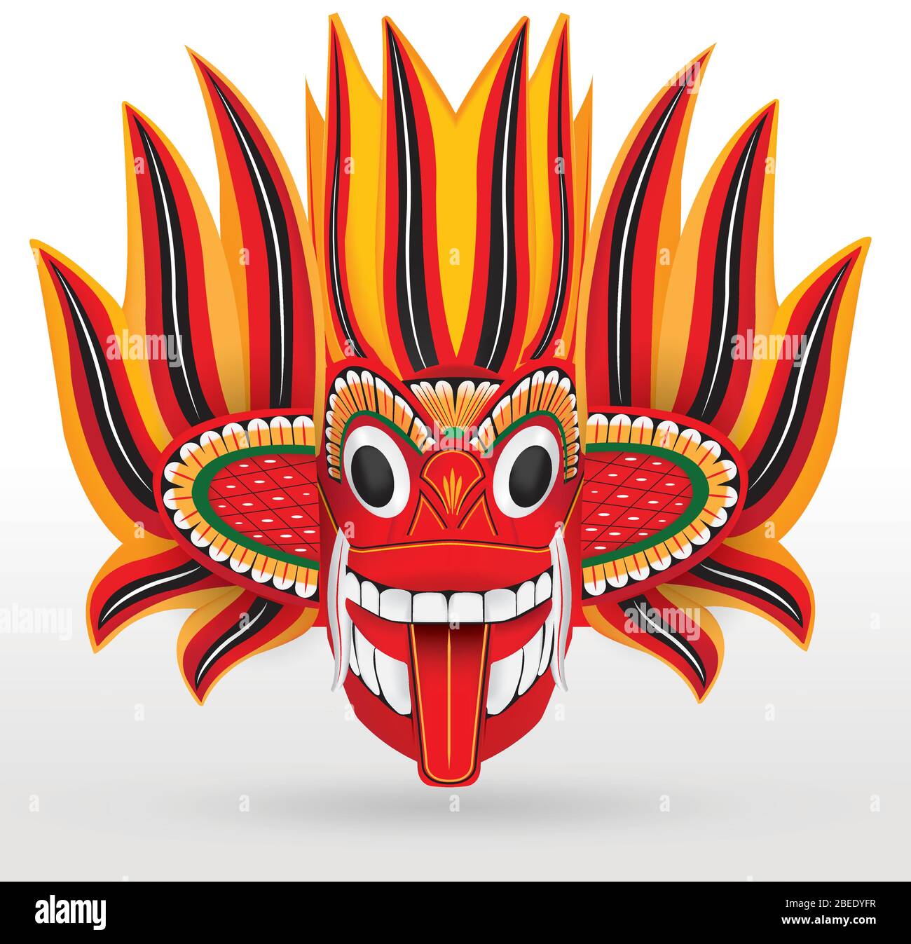 Sri Lankan maschera tradizionale Fire Dancer in formato vettoriale Illustrazione Vettoriale