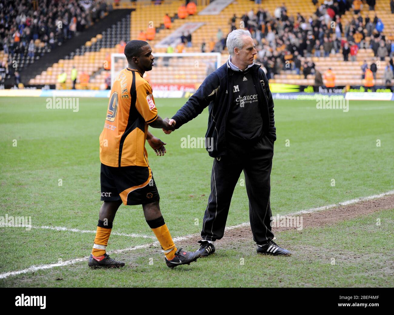 Footballer Sylvan Ebanks-Blake e manager Mick McCarthy Wolverhampton Wanderers / Plymouth Argyle 28/2/09 Foto Stock