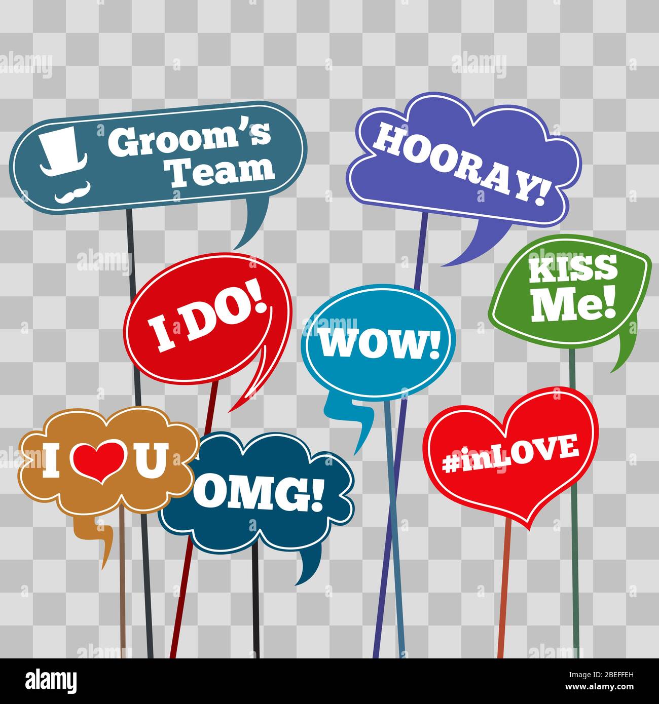 Frasi divertenti per matrimoni in banner isolato su sfondo trasparente. Illustrazione vettoriale Illustrazione Vettoriale