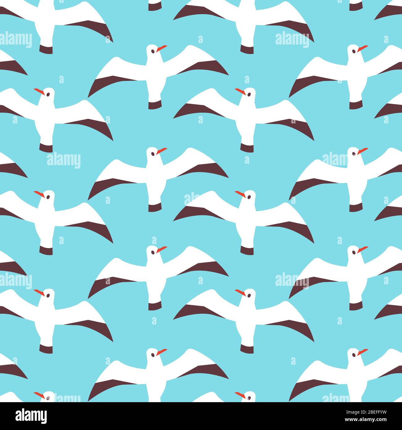 Flat atlantic Sea Birds sfondo senza cuciture modello. Illustrazione piatta vettoriale Illustrazione Vettoriale