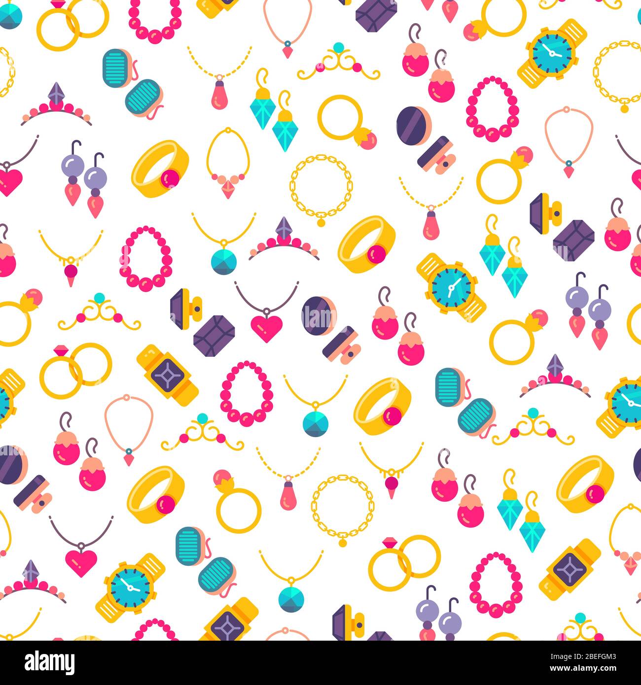 Gioielli colorati icone sfondo senza cuciture. Lusso alla moda GEM. Illustrazione vettoriale Illustrazione Vettoriale