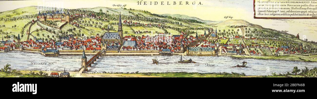 Heidelberg Braun-Hogenberg. Foto Stock