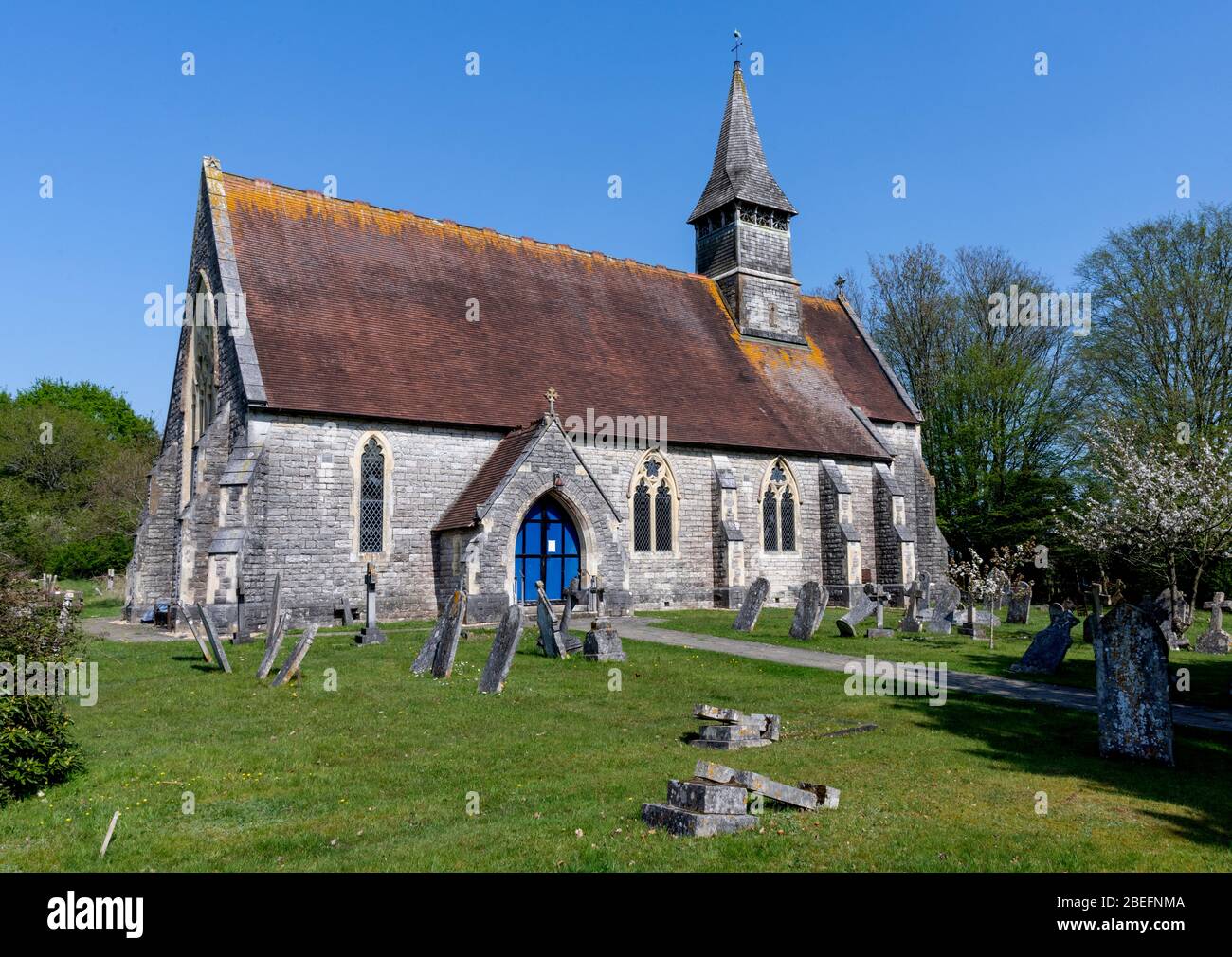 St Matthews chiesa parrocchiale del villaggio di Netley Marsh, Hampshire, Inghilterra, Regno Unito Foto Stock