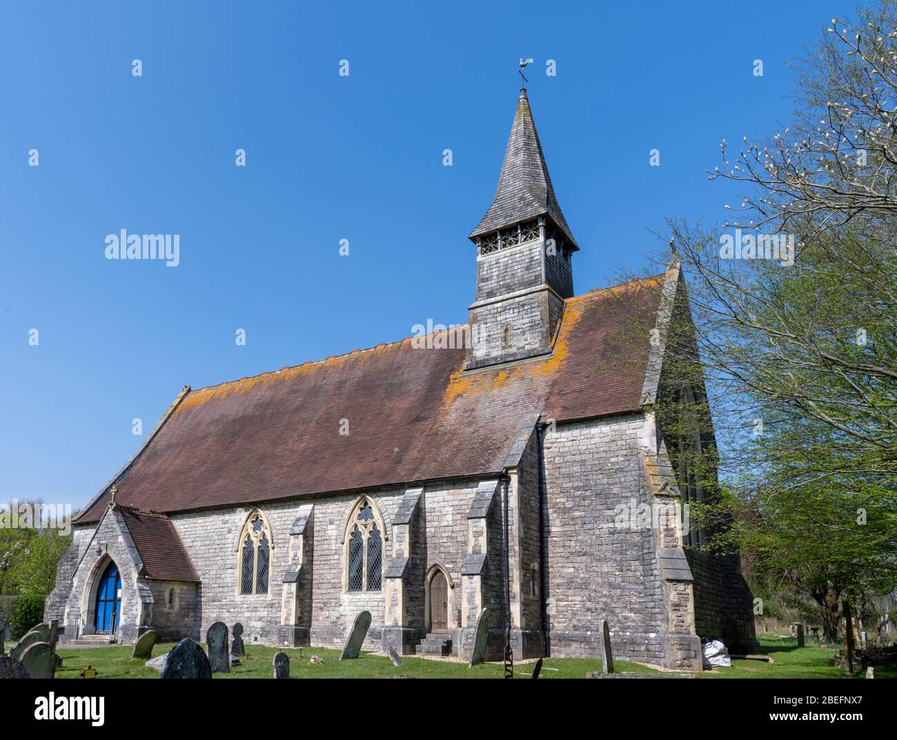St Matthews chiesa parrocchiale del villaggio di Netley Marsh, Hampshire, Inghilterra, Regno Unito Foto Stock