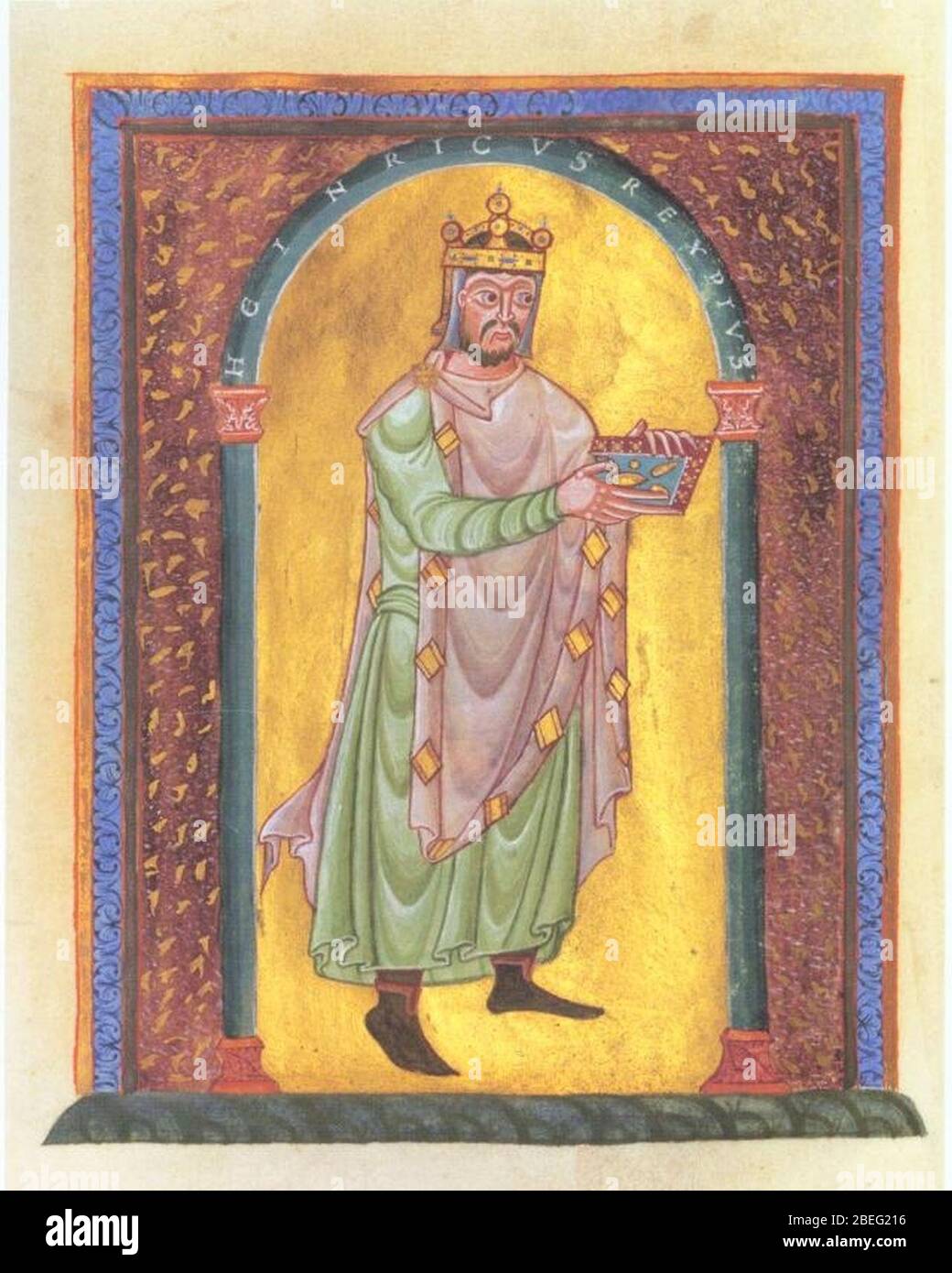 Heinrich II. Evangelistar aus Seeon. Foto Stock