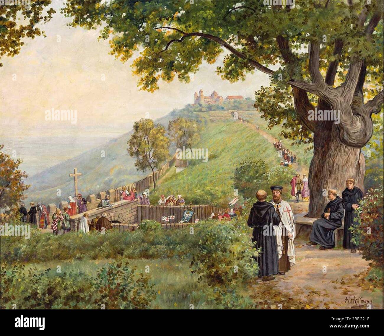 Heinrich Hoffmann Der Heiligenberg zur Zeit der Klöster. Foto Stock