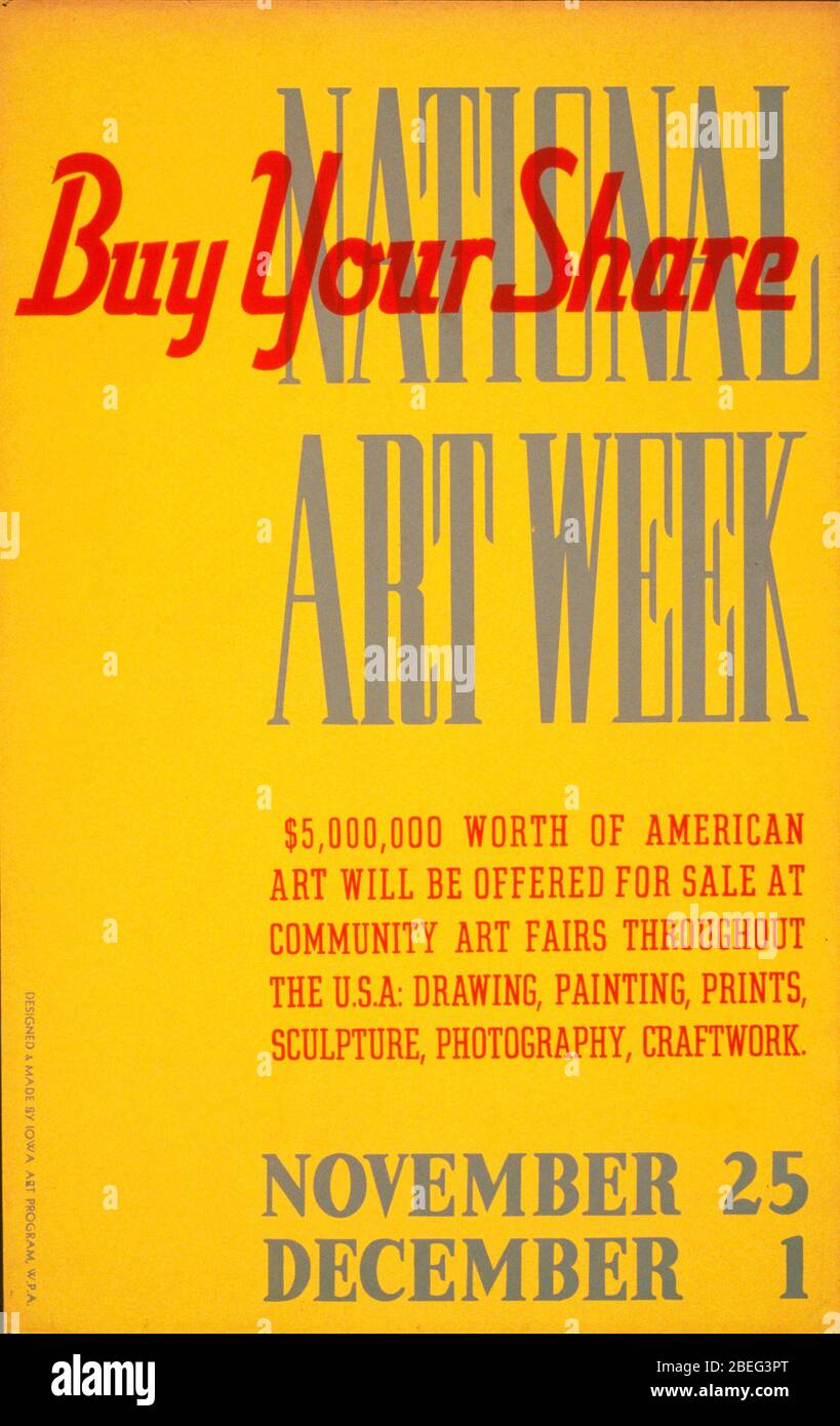 Poster promozione settimana artistica creato da WPA, 1938-1943. Biblioteca del Congresso. (Richard B. Levine) Foto Stock