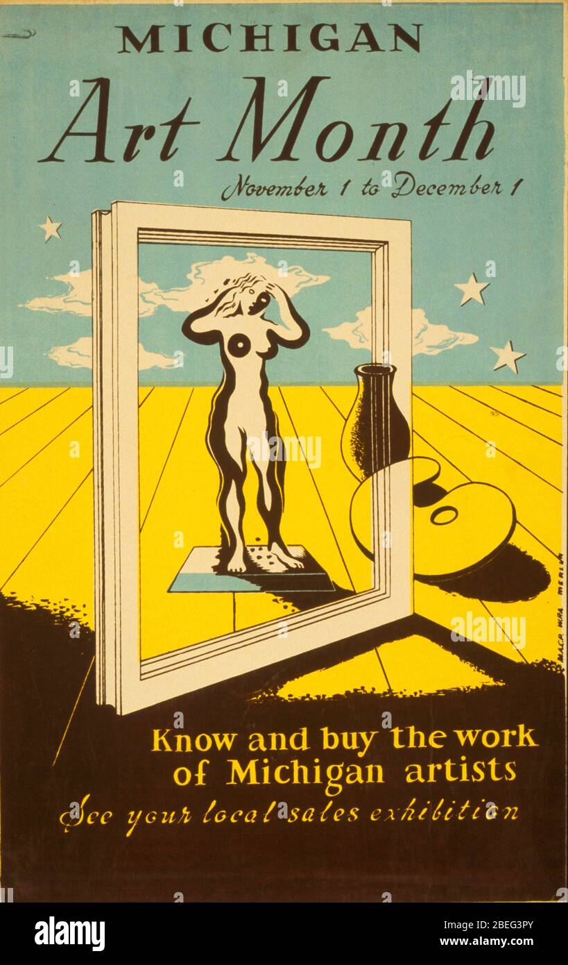 Poster promozione del mese artistico creato da WPA, 1938-1943. Biblioteca del Congresso. (Richard B. Levine) Foto Stock