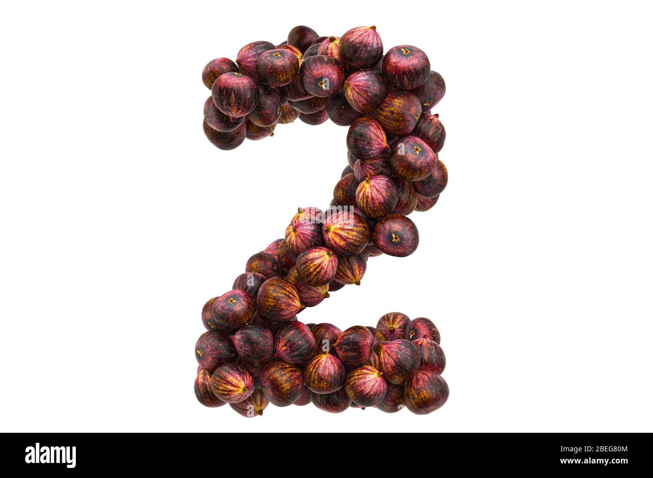 Numero 2 da fichi comuni, rendering 3D isolato su sfondo bianco Foto Stock