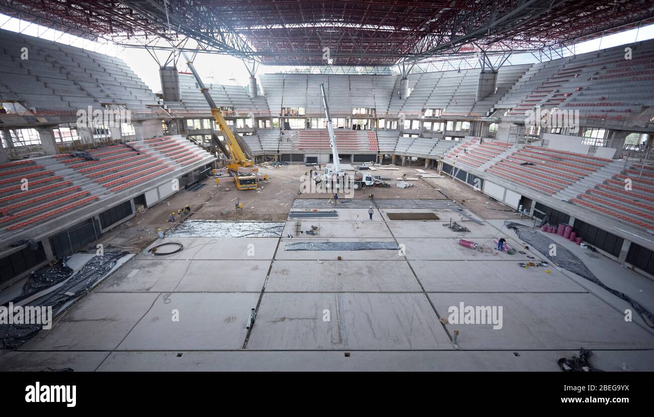 MENDOZA, ARGENTINA, 10 giugno 2015. Aconcagua Arena, costruzione di uno stadio sportivo con una superficie coperta di 23,000 metri quadrati e una capacità di 8,5 Foto Stock