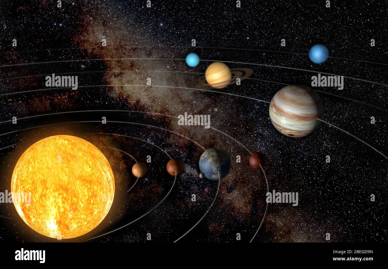 Sistema solare, illustrazione Foto Stock