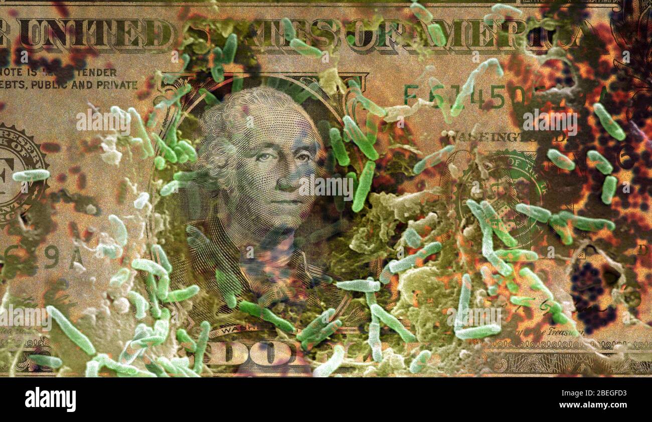 Dollaro Bill e germi Foto Stock