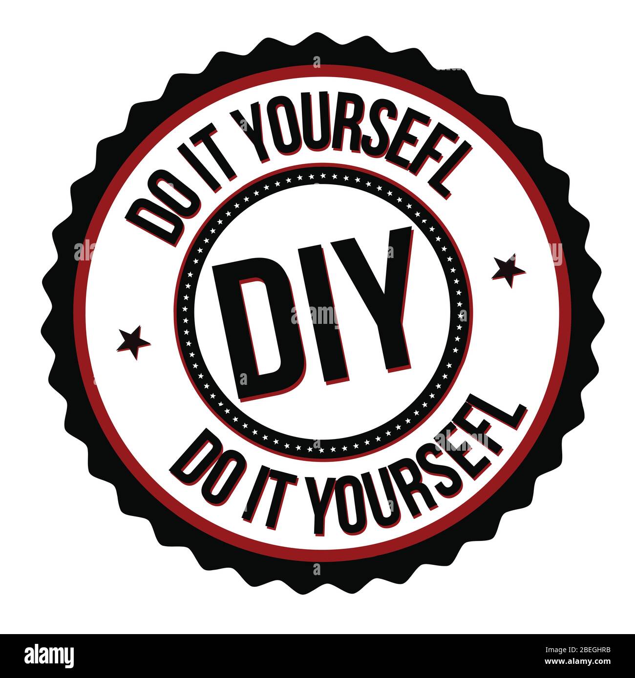 Fai da te etichetta o adesivo su sfondo bianco, illustrazione vettoriale Illustrazione Vettoriale