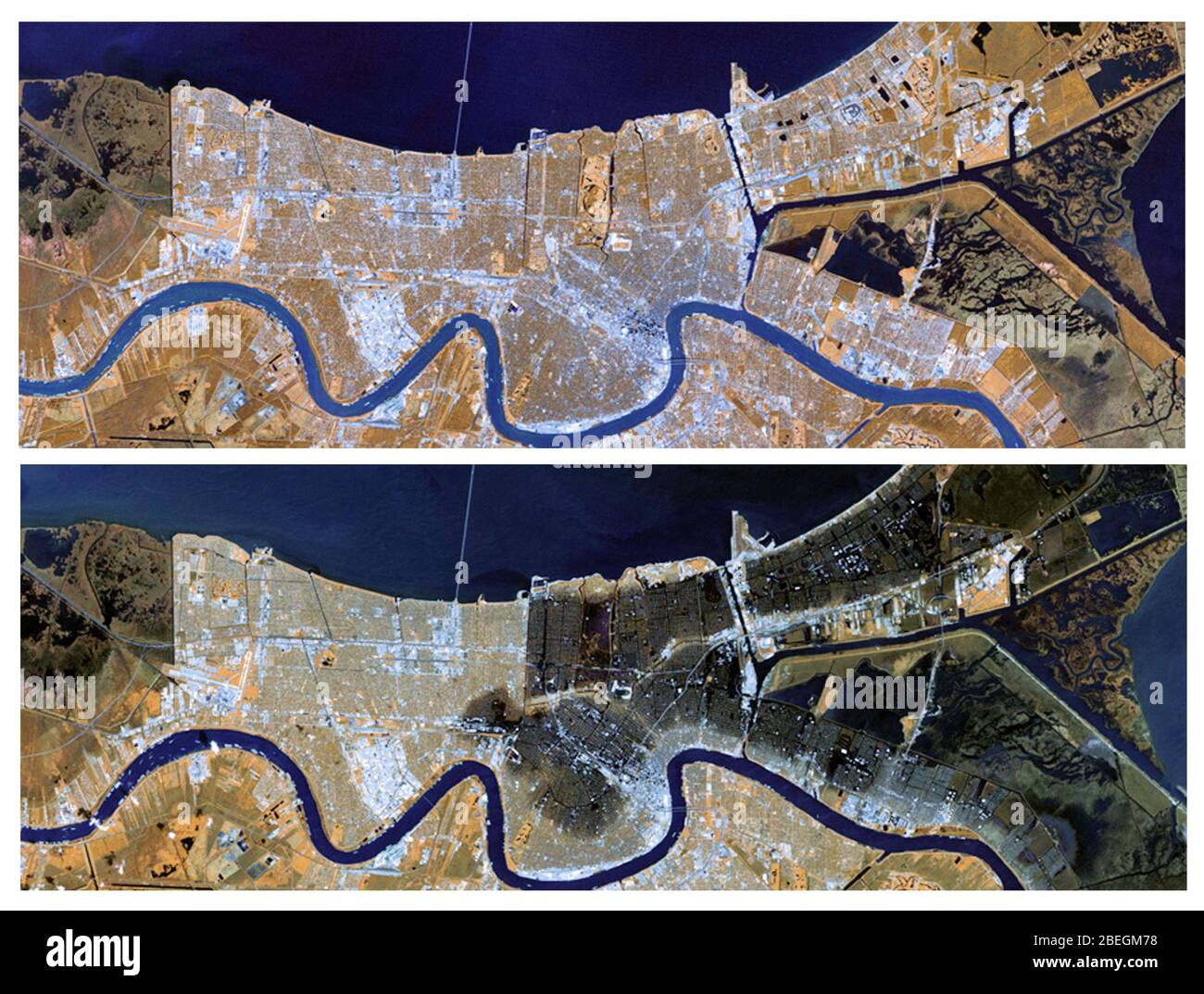 New Orleans prima e dopo l'uragano Katrina Foto Stock