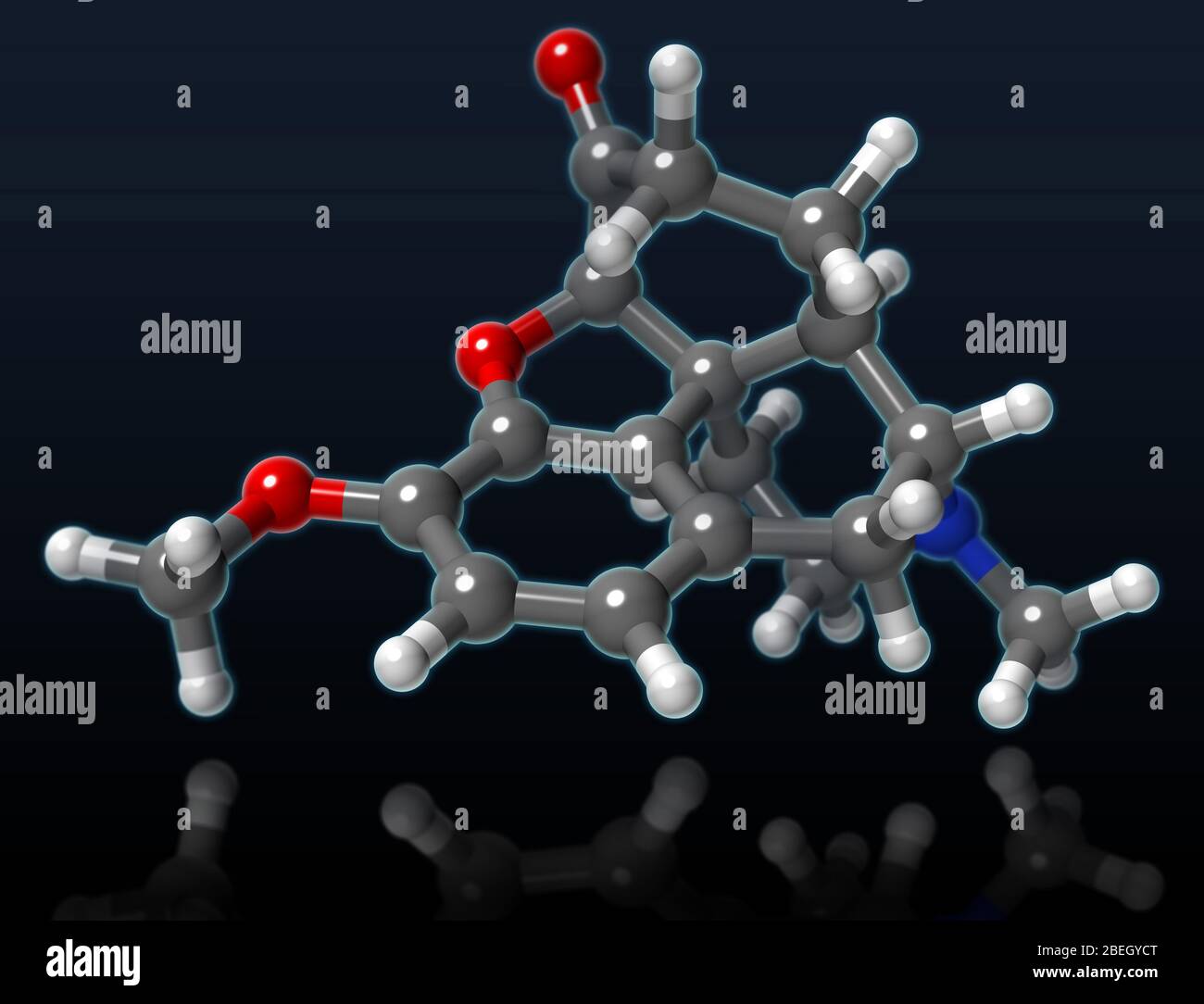 Modello molecolare idrocodone Foto Stock