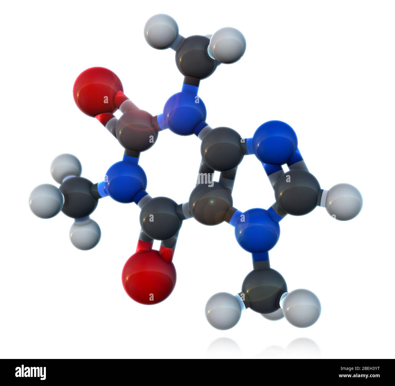 Modello molecolare della caffeina Foto Stock