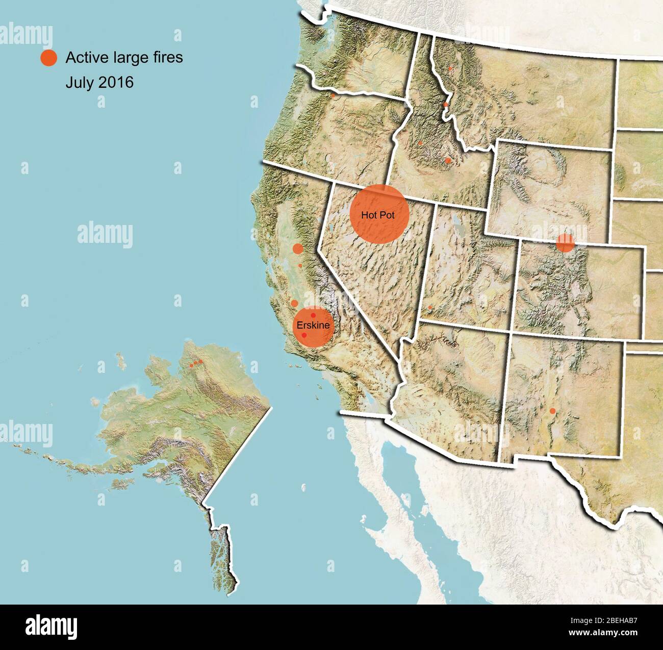 Incendi in Western USA, luglio 2016 Foto Stock