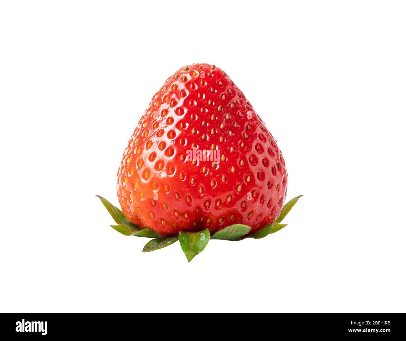 Freschezza matura una fragola isolata su sfondo bianco con sentieri di ritaglio. Foto Stock