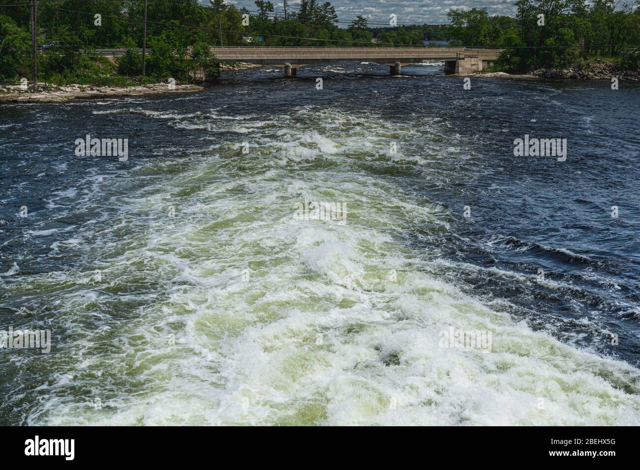 Burleigh Falls Lovesick Lake Dam Selwyn Ontario Canada in estate Foto Stock